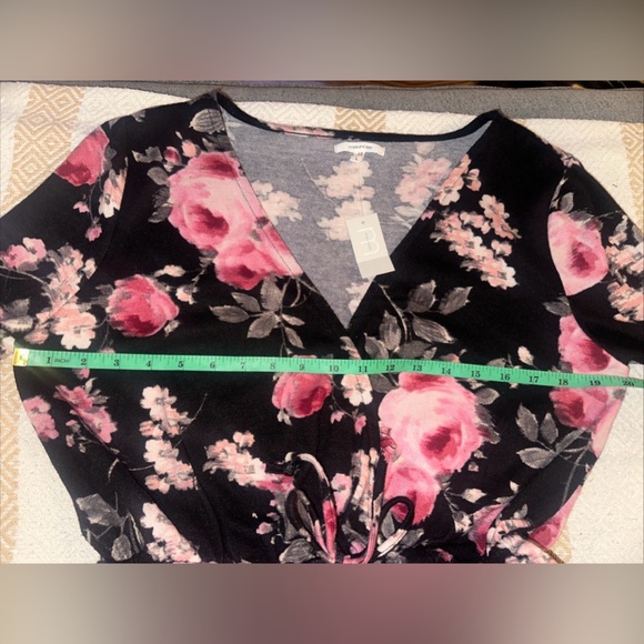 NWT Maurices Sz L Double Breast Floral Knit Mini Dress Long Balloon Sleeve VNeck - Picture 10 of 13